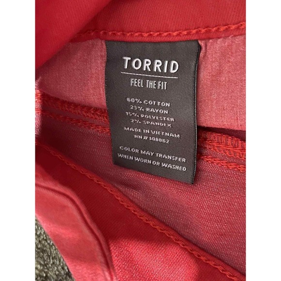 Torrid Crop Jegging Womens 20 Red Super Soft Stretch Denim Cropped Pants Comfort - Picture 4 of 7